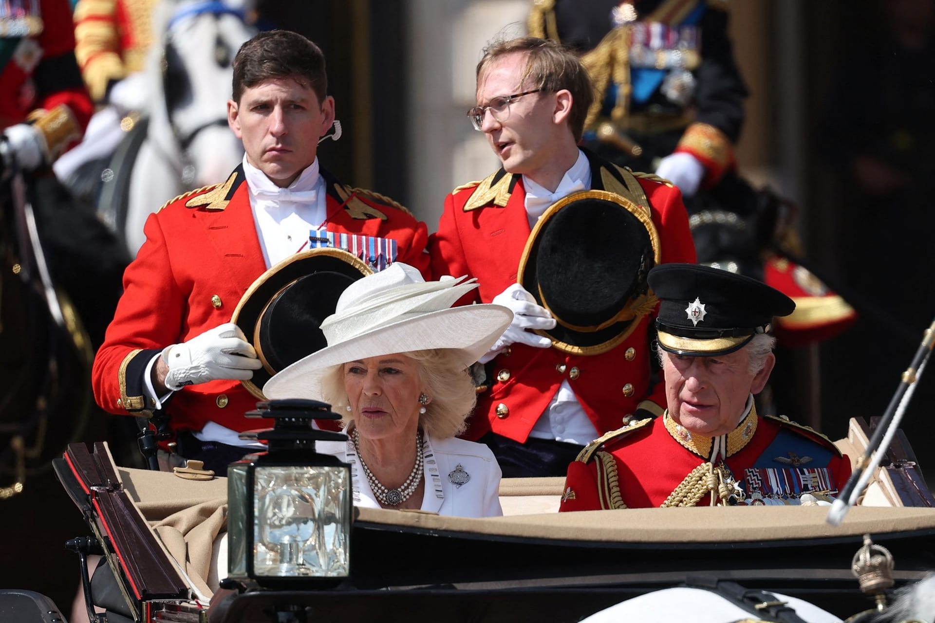 Königin Camilla und König Charles III. bei Trooping the Colour 2025.